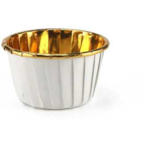 Petites caissettes à cupcake en papier Aluminium Blanc/Or (100U)