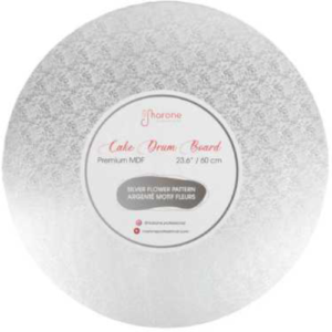 Planche ronde en MDF premium argentée avec motif de fleur 60cm