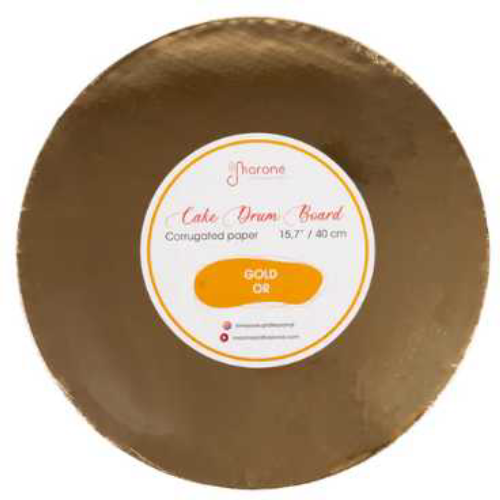 Planche ronde en papier ondulé doré 35cm